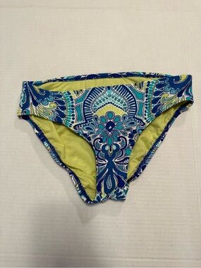Title Nine Blue Green Paisley Bikini Bottoms Swim Briefs Low Rise Size Small
